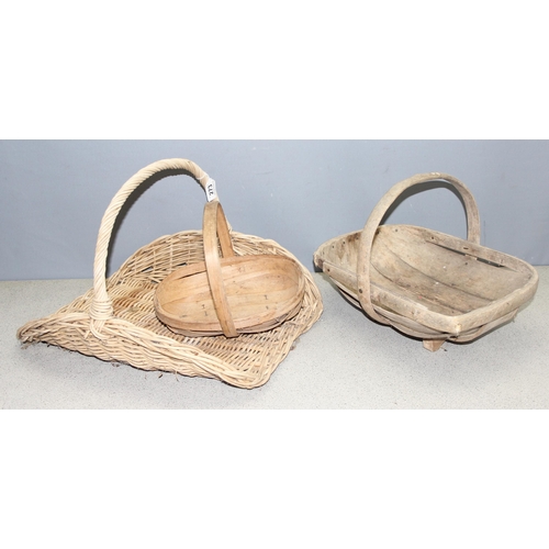 273 - 2 garden trugs and a wicker flower basket (3)