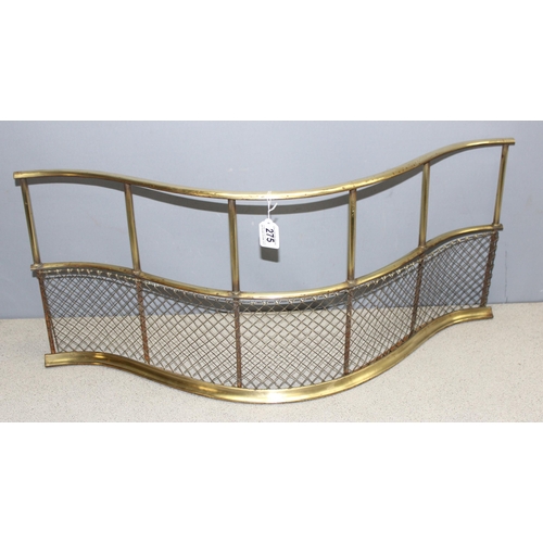 275 - Vintage brass fire guard/fire fender with curve design, approx 87cm W x 37cm H