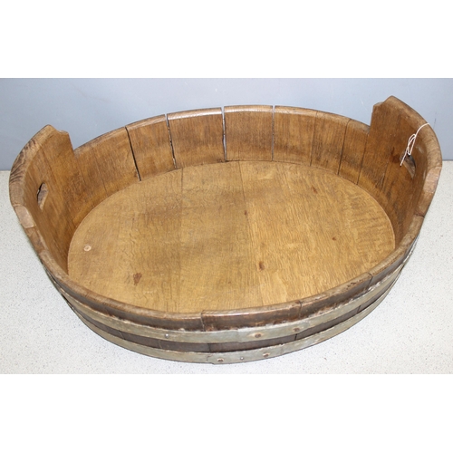 277 - Large coopered-oak wash tub, approx 71cm x 56cm