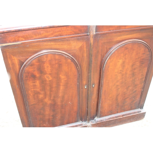 29 - An unusual antique mahogany 2 door cupboard, approx 94cm wide x 45cm deep x 86cm tall