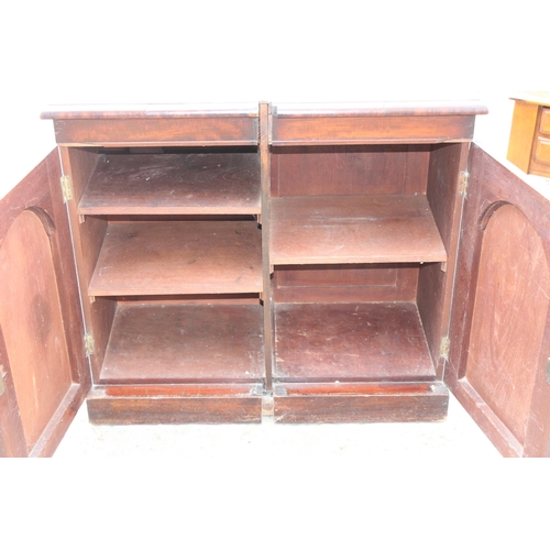 29 - An unusual antique mahogany 2 door cupboard, approx 94cm wide x 45cm deep x 86cm tall