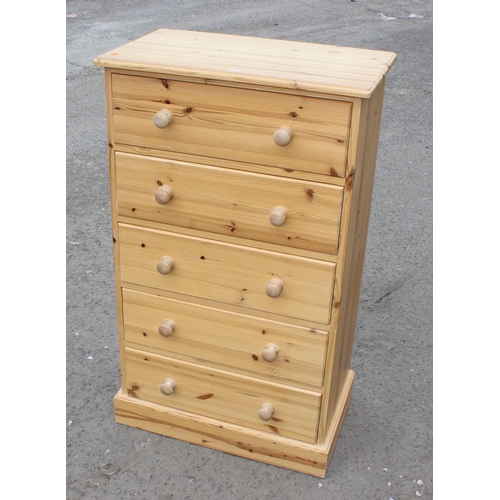 54 - A modern pine 5 drawer chest of drawers, approx 76cm wide x 45cm deep x 129cm tall