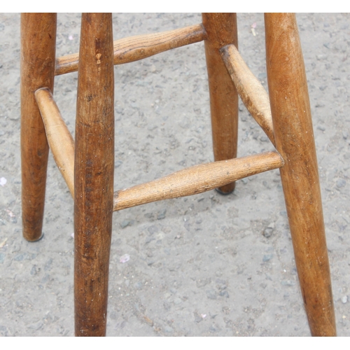 62 - A vintage elm topped stool, approx 31cm wide x 31cm deep x 72cm tall