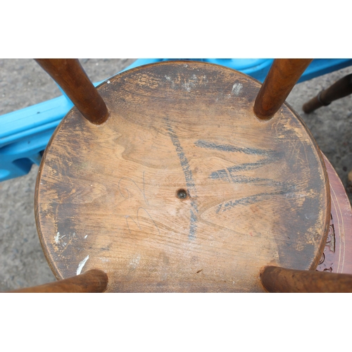 62 - A vintage elm topped stool, approx 31cm wide x 31cm deep x 72cm tall