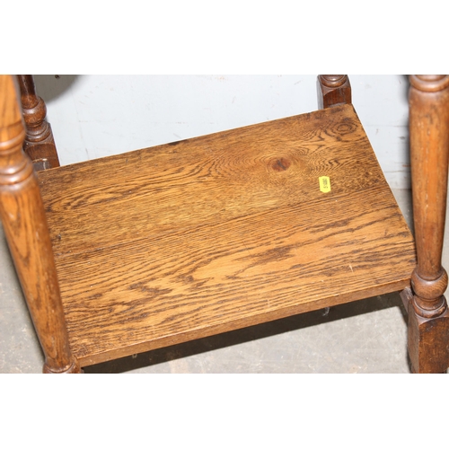 38 - 2 vintage oak side tables, largest approx 46cm wide x 44cm deep x 67cm tall