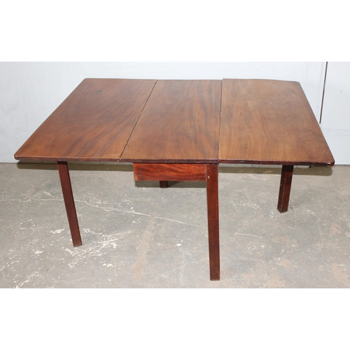 40 - 2 antique mahogany drop leaf tables, largest approx 135cm wide x 107cm deep x 72cm tall