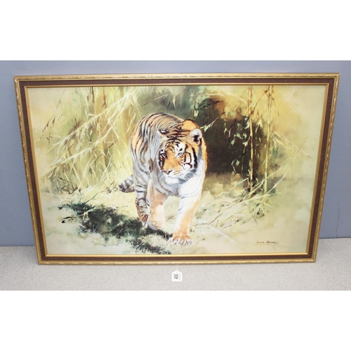 406 - After Leonard Pearman (British, 1912-2003), large framed print of a tiger, approx 90cm x 60cm