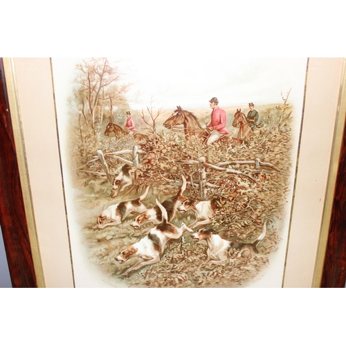 417 - 2 antique and later prints to include one of a hunting scene and another of birds eating crops, larg... 