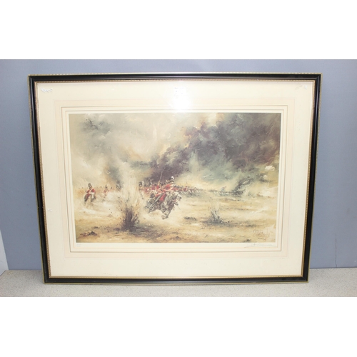 418 - 4 antique and later prints to include a David Cartwright military print and another titled the bridg... 