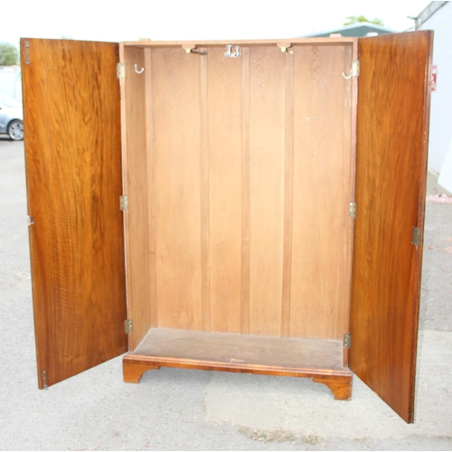 42 - An early 20th century burr walnut wardrobe, approx 121cm wide x 43cm deep x 189cm tall