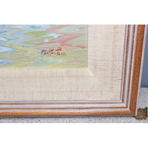 423 - Original oil on board in frame of Thai fisherman in the water, signed bottom right P. Nattasotana? a... 