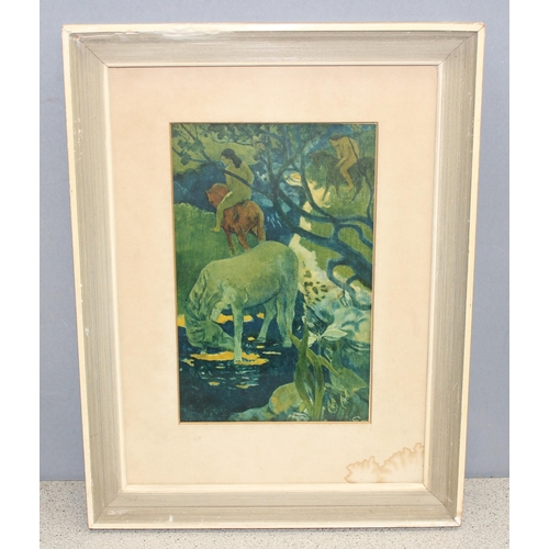 425 - 2 framed and glazed prints to incl The White Horse after the original by Paul Gauguin, and a female ... 