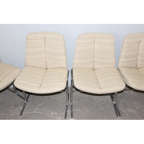 45 - A set of 6 retro Pieff Eleganza range dining chairs with chrome base and fabric covered seats, appro... 