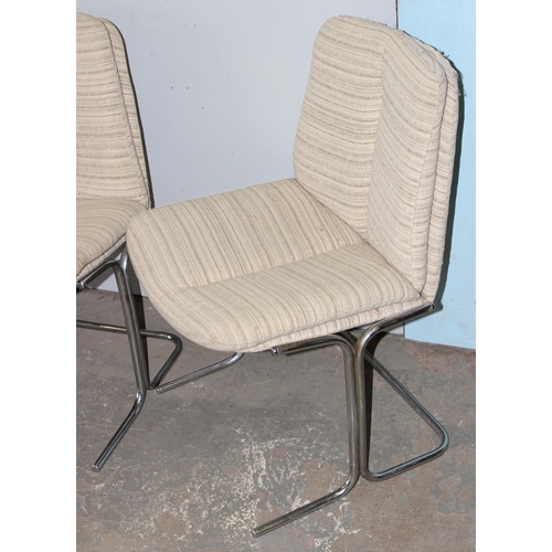 45 - A set of 6 retro Pieff Eleganza range dining chairs with chrome base and fabric covered seats, appro... 