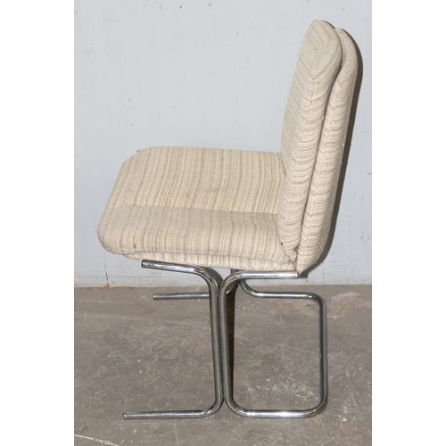 45 - A set of 6 retro Pieff Eleganza range dining chairs with chrome base and fabric covered seats, appro... 