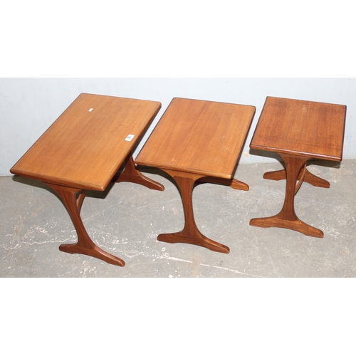 50 - A retro G-Plan style nest of 3 tables, largest approx 56cm wide x 41cm deep x 52cm tall