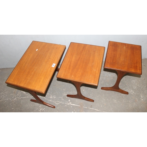 50 - A retro G-Plan style nest of 3 tables, largest approx 56cm wide x 41cm deep x 52cm tall