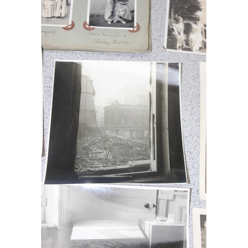 500 - A vintage photograph album depicting scenes of actors and some photographs of Blitz bomb damage duri... 