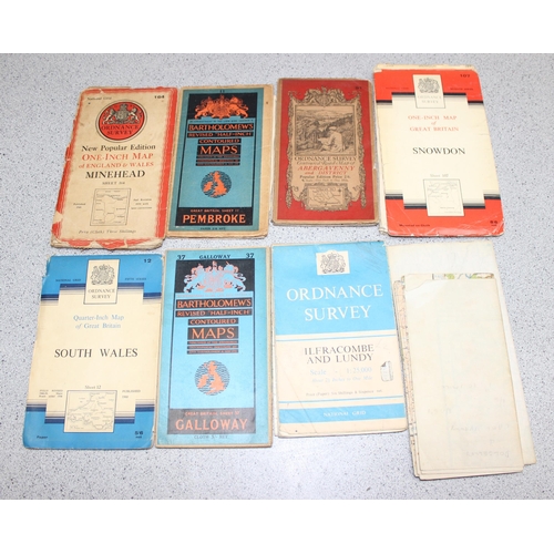 501 - Mixed lot of ephemera and other items to incl maps, Ordnance Survey maps, binoculars, satchel, woode... 