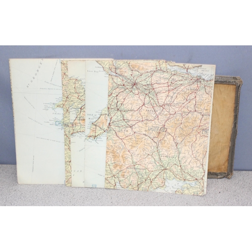 501 - Mixed lot of ephemera and other items to incl maps, Ordnance Survey maps, binoculars, satchel, woode... 