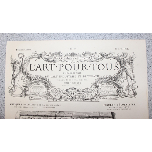 502 - Large qty of antique engravings 'L'Art Pour Tous' and other ephemera etc