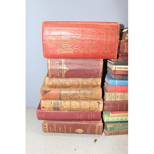 504 - 2 boxes of assorted antique and later books to incl cookery and cricket, some leather bound