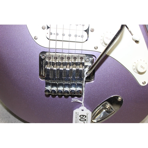 601 - Samick SA32/MPU- electric guitar in violet/mauve colour, approx 98cm with soft case