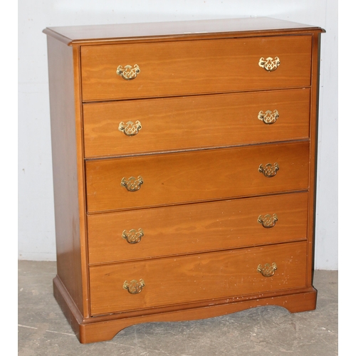 65 - A vintage Stag 5 drawer chest of drawers, approx 85cm wide x 43cm deep x 100cm tall