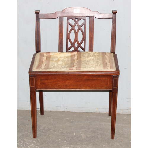 69 - An Edwardian piano stool with back and a vintage stool, piano stool approx 54cm wide x 37cm deep x 7... 