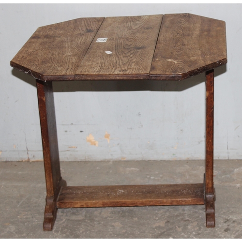 71 - A vintage oak dropleaf table and a pine stool, the stool approx 28cm diameter x 68cm tall (2)