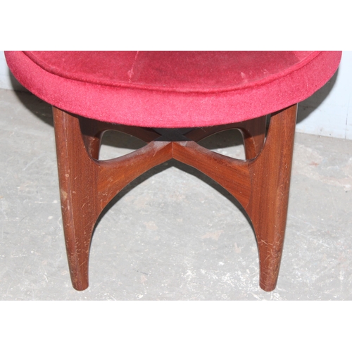 74 - A retro mid 20th century G-Plan Fresco range teak and burgundy upholstered seat dressing table stool... 