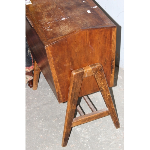 75 - A vintage sewing box and an antique foot stool, sewing box approx 44cm wide x 32cm deep x 59cm tall