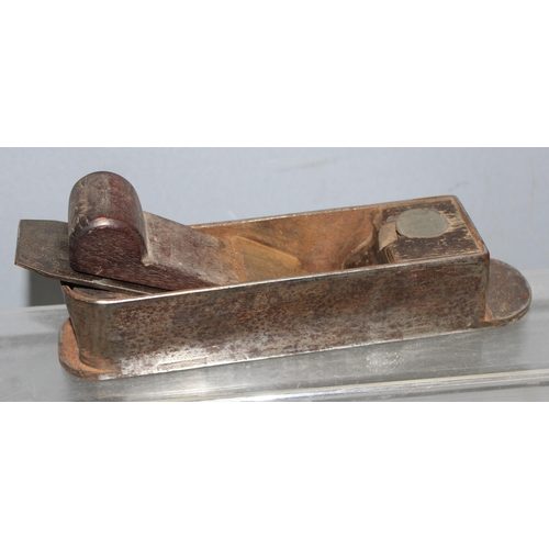 804 - An unmarked 19th century steel and wooden mitre plane with Tyzack blade, unusual form but of high qu... 