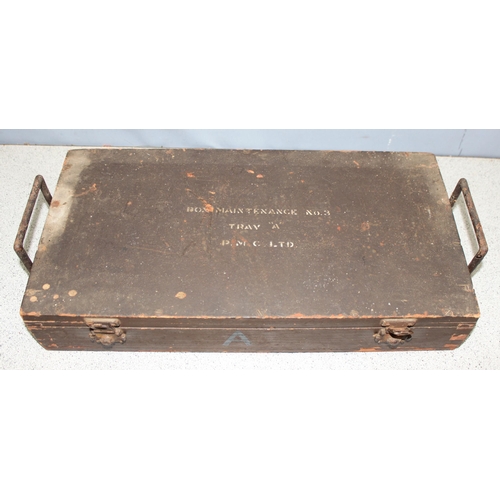 809 - 2 vintage tool boxes with contents to incl sockets, chisels and other woodworking tools