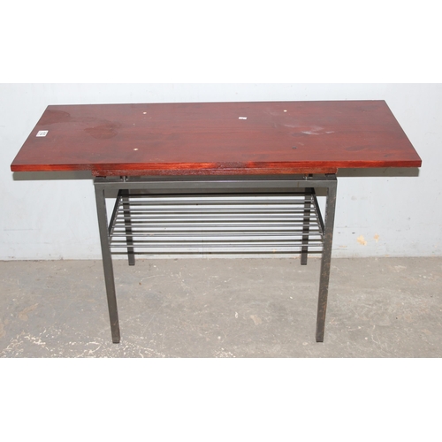 102 - 3 assorted side tables, one retro with metal base and magazine rack, largest approx 100cm wide x 40c... 