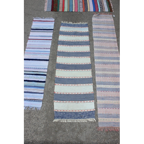 207 - 4 Swedish rag runner rugs, largest approx 320cm x 60cm