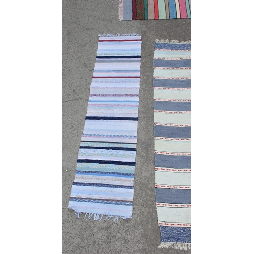 207 - 4 Swedish rag runner rugs, largest approx 320cm x 60cm