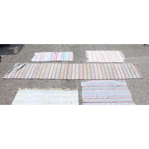 209 - 5 Swedish rag rugs, largest approx 320cm x 74cm