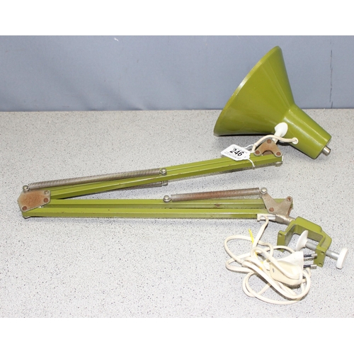 246 - Vintage type 75 clamp on green enamel metal sprung Anglepoise style architects lamp