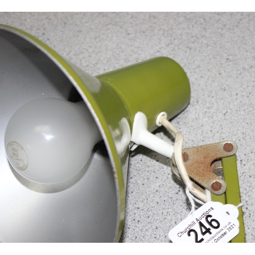 246 - Vintage type 75 clamp on green enamel metal sprung Anglepoise style architects lamp