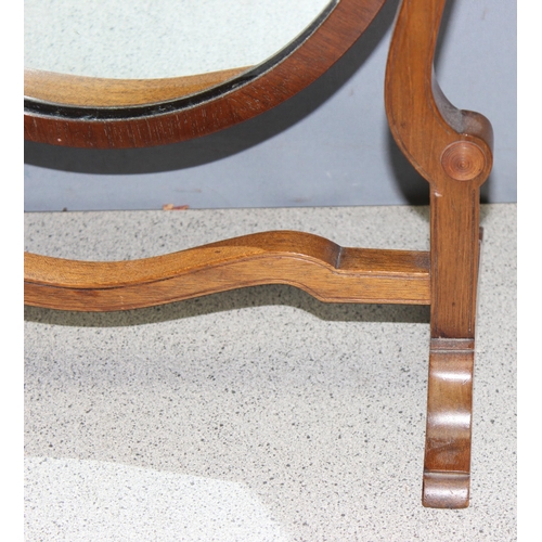 285 - Edwardian oval-shaped dressing-table top swing mirror, approx 46cm H