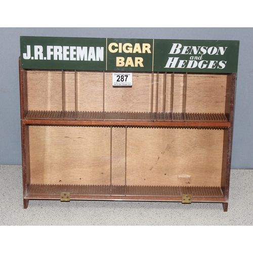 287 - J.R. Freeman vintage wooden framed free standing/wall mounted “Cigar Bar” shop advertising display c... 