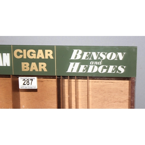 287 - J.R. Freeman vintage wooden framed free standing/wall mounted “Cigar Bar” shop advertising display c... 