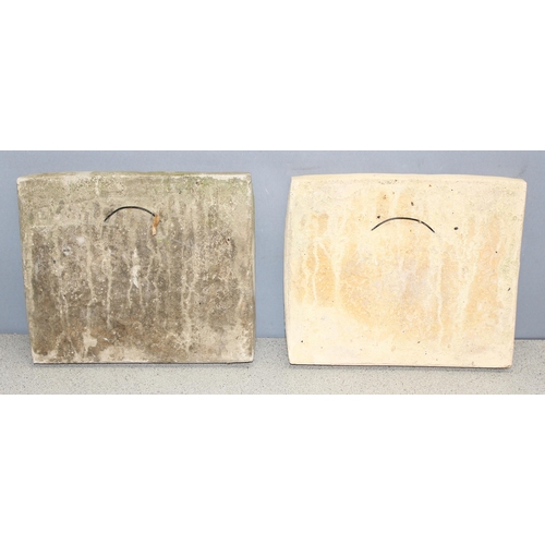 304 - Pair of concrete plaques depicting royal coat of arms/crest, approx 30cm x 28cm