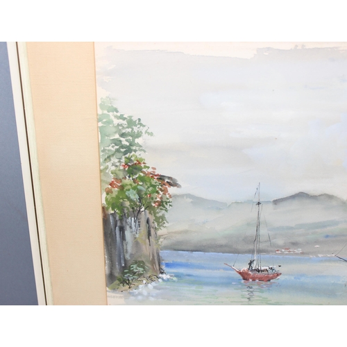 437 - Original watercolour of a harbour scene, indistinctly signed but marked verso 'Martinque, Aug 1960',... 