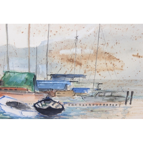 438 - Original watercolour of a marine scene, indistinctly signed but marked verso 'Gua de loupe, Aug 1960... 