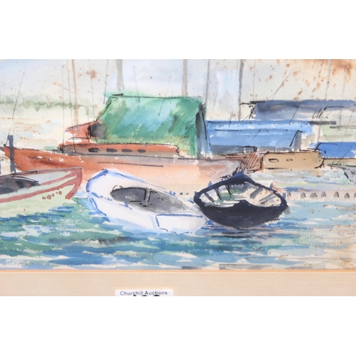 438 - Original watercolour of a marine scene, indistinctly signed but marked verso 'Gua de loupe, Aug 1960... 