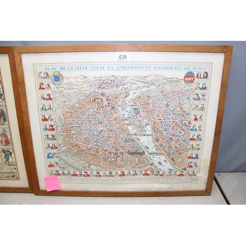 439 - 4 x antique and later maps to incl Oxfordshire, Amsterdam, Paris and Europe, largest approx 67cm x 5... 