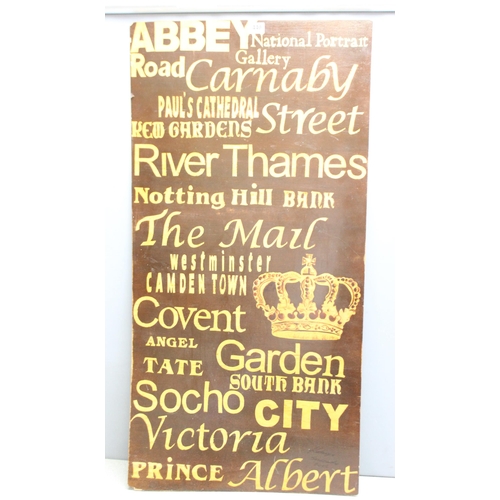 440 - Original hand made large “sub-way” art  London Custom advertising sign in various styles of fonts wi... 