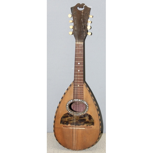 603 - 19th century hand made 8 string rosewood bodied Italian Mandolin with inlaid decoration to front